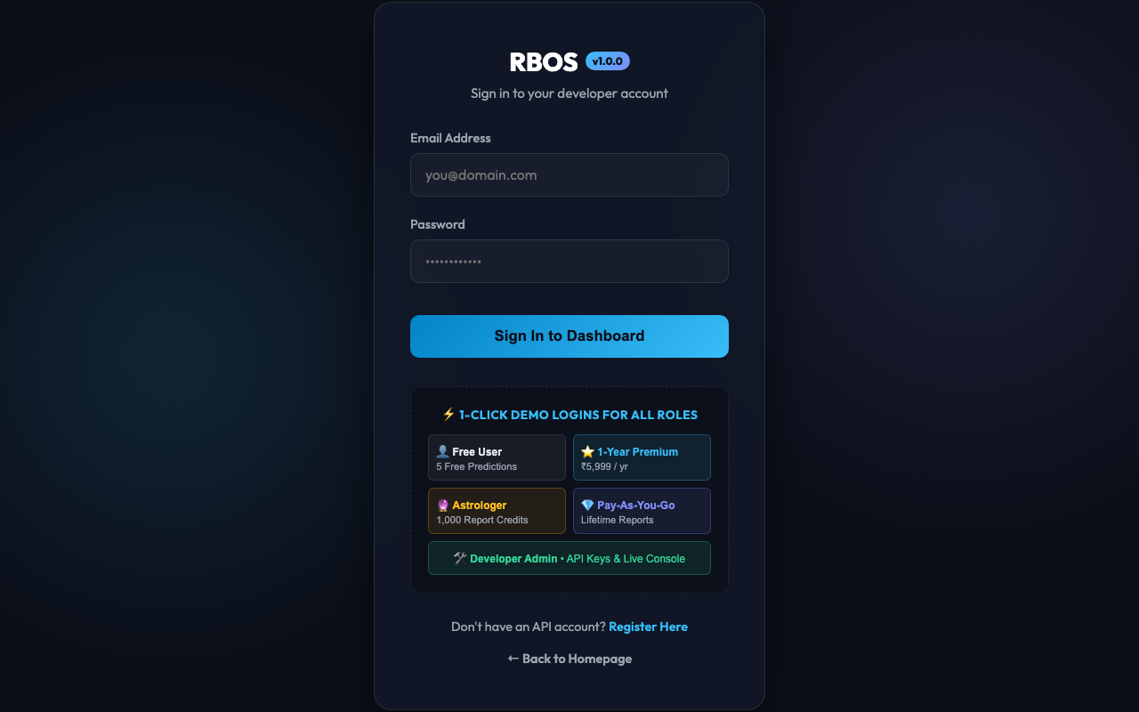 Developer Login